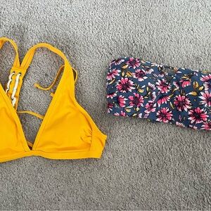 Exhilaration bandeau swimsuit top small and yellow